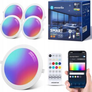 AIGOSTAR Inteligentne Wbudowane Oświetlenie LED 15W 1430 LUMENÓW SMART 4szt