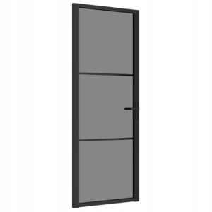 Drzwi wewnętrzne, 76x201,5 cm, czarne, vidaXL, szkło ESG i aluminium