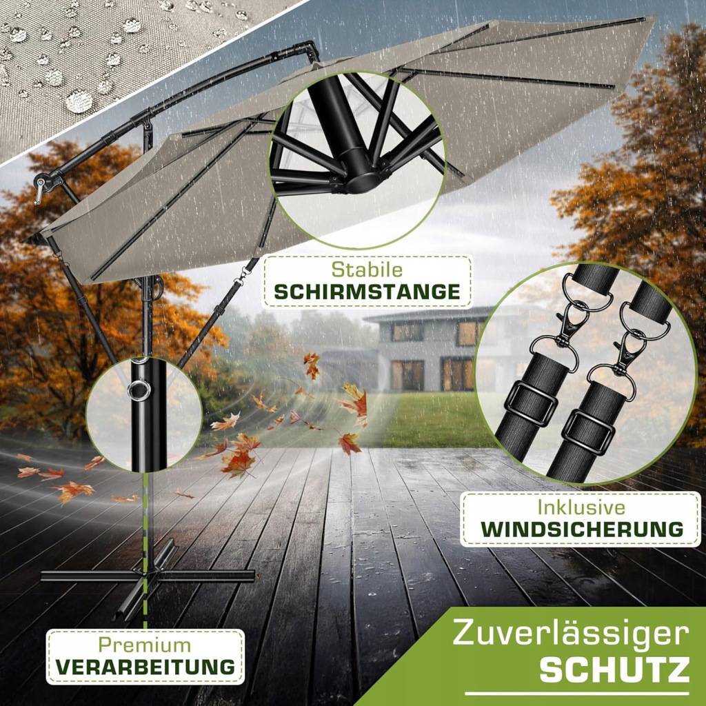 Pływający parasol - Parasol ogrodowy - Parasol 300 cm - Z podstawą - obrazek 5