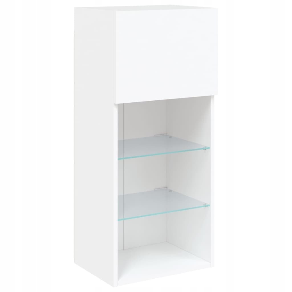 Szafka TV z LED, biała, 40,5x30x90 cm - obrazek 7