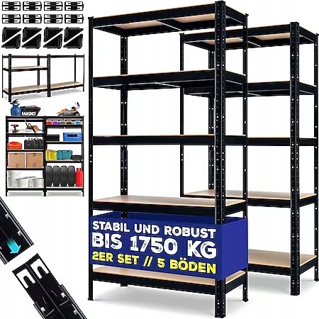 Regał magazynowy metalowy 180 x 90 x 40 cm