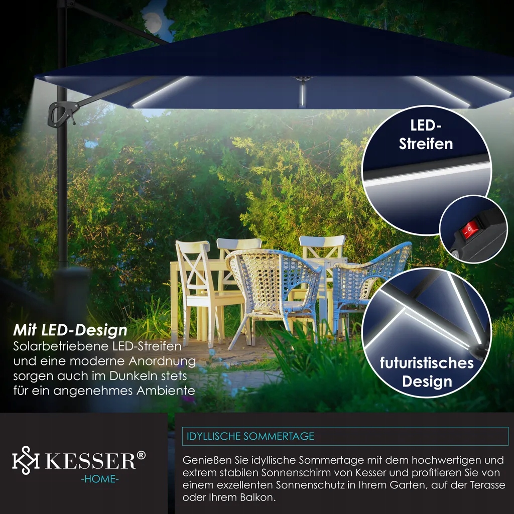 Parasol KESSER niebieski 300 x 2,35 cm - obrazek 2