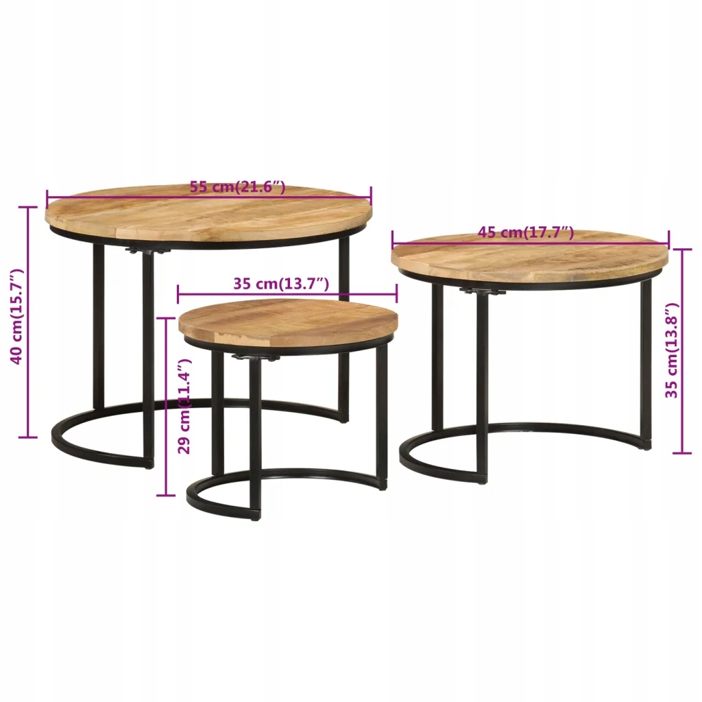 Stolik VidaXL 353901 okrągły 45 x 45 x 35cm czarny - obrazek 7