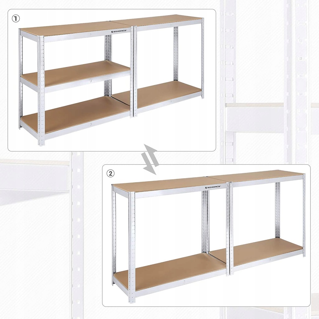 Regał magazynowy metalowy Songmics 180 x 90 x 40 cm max 175 kg na półkę - obrazek 6