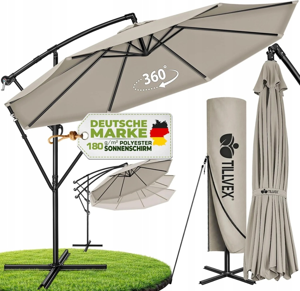 Pływający parasol - Parasol ogrodowy - Parasol 300 cm - Z podstawą