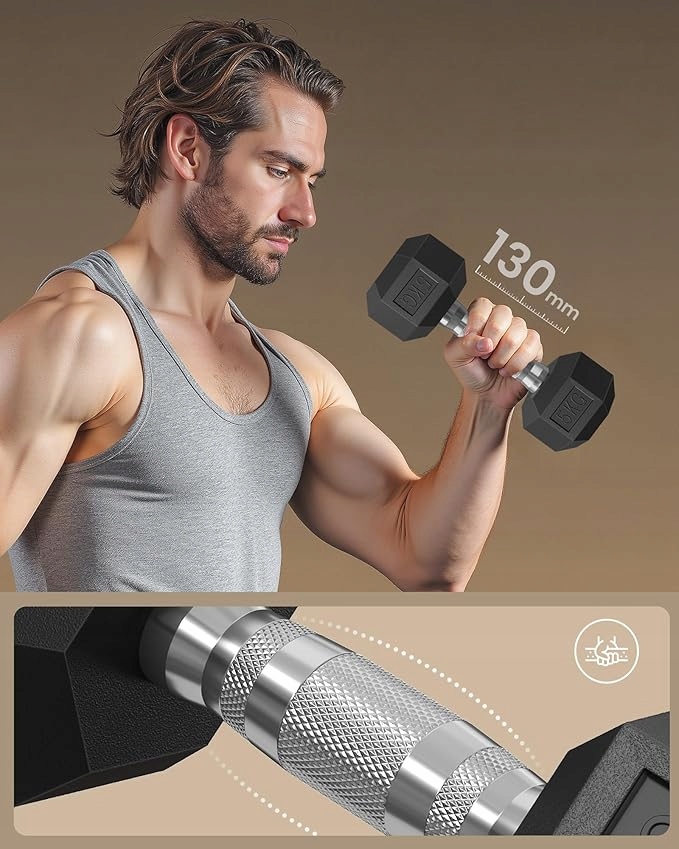 Hantle zestaw 2 sześciokątnych hantli do treningu, fitnessu - obrazek 6