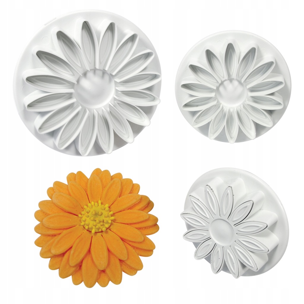 Zestaw wykrawaczy do fondantu: Margareta, Gerbera, Słonecznik S/M/L PME - obrazek 3