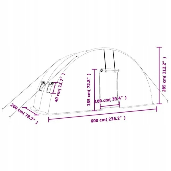 vidaXL Szklarnia ze stalową ramą, biała, vidaXL, 12 m², 6x2x2,85 m - obrazek 7