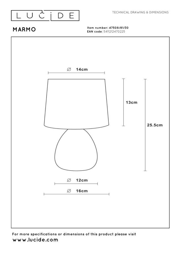 LAMPKA STOŁOWA LUCIDE MARMO 47508/81/30 CZARNY - obrazek 9