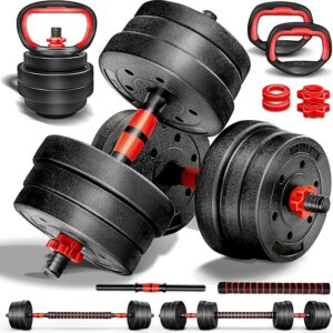 Zestaw Hantli 2w1 20Kg Z Rurą Łączącą Solidny Sprzęt Do Treningu W Domu