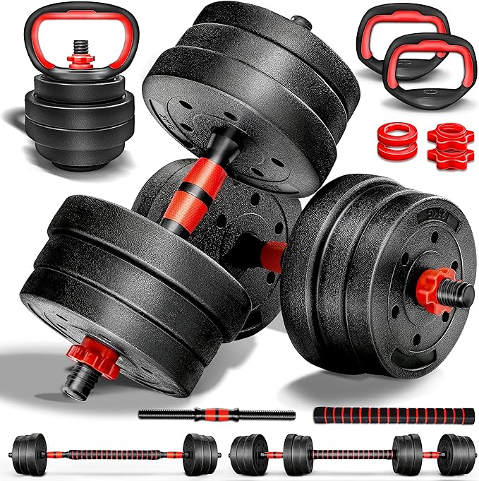 Zestaw Hantli 2w1 20Kg Z Rurą Łączącą Solidny Sprzęt Do Treningu W Domu