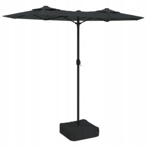 Podwójny parasol ogrodowy z LED, antracytowy, 316x145 cm