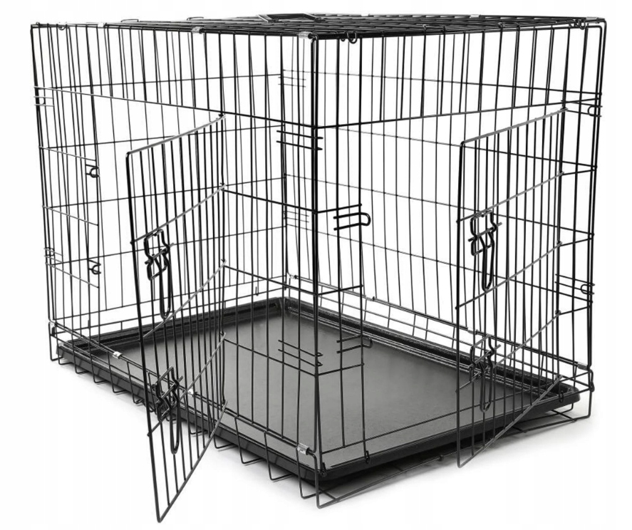 Metalowa klatka dla psa 91x58x64cm Tresko Czarna - obrazek 4