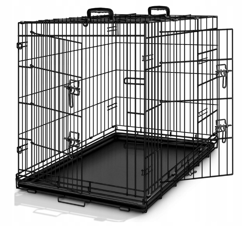 Metalowa klatka dla psa 91x58x64cm Tresko Czarna - obrazek 2