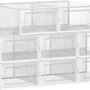 Zestaw 8 pudełek na przechowywanie butów 33,3x23x14 cm białe przezroczyste