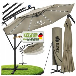 Parasol z oświetleniem brązowy 300 x 240 cm